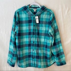 L.L Bean Hooded Flannel Shirt Size L